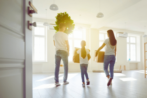buying a new build family moving to a new house